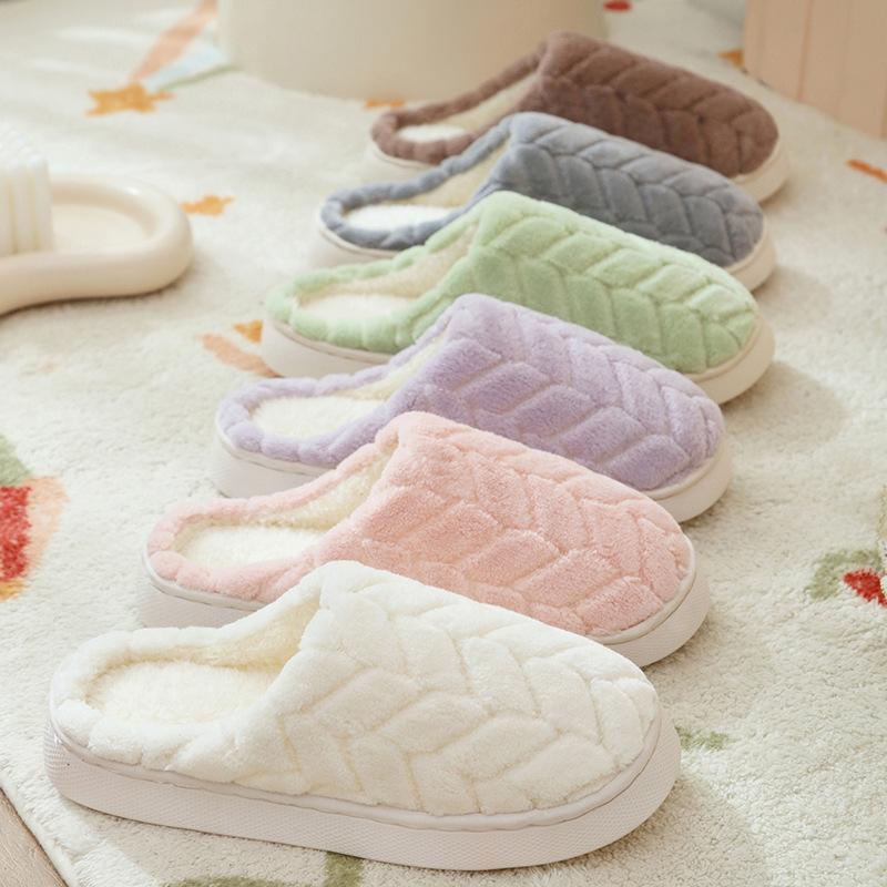 New winter cotton slippers indoor home non-slip and warm couple cotton towed thick-soled fluffy slippers