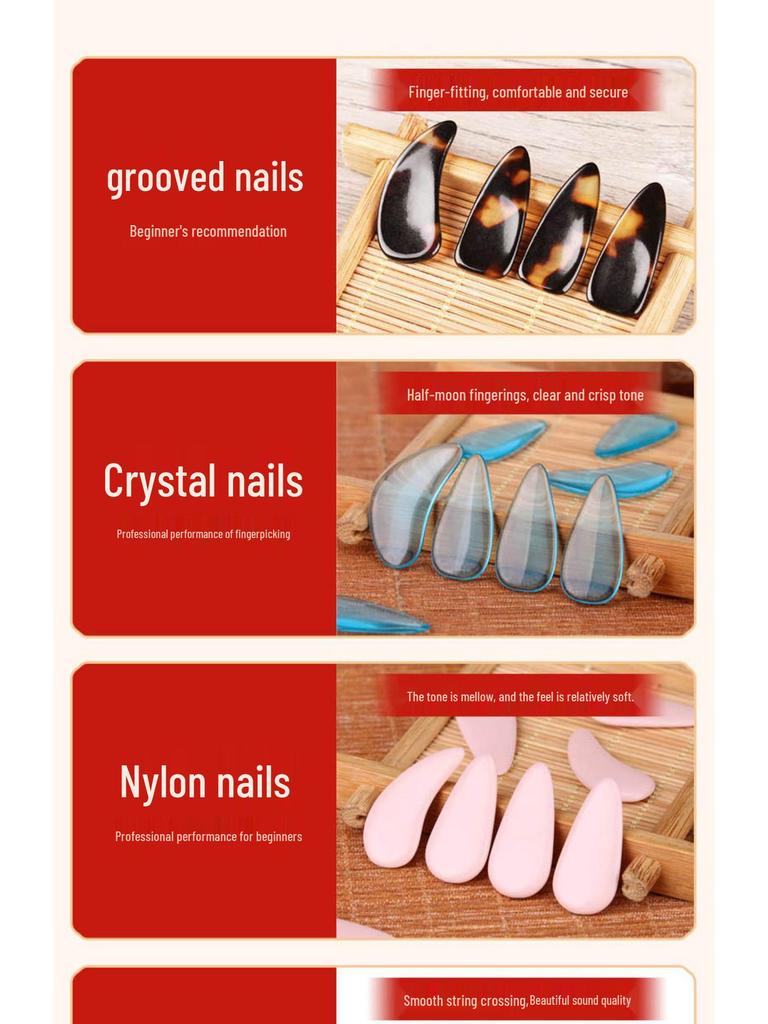 Authentic Tortoiseshell Colored Guzheng Fingernails for Children - Professional Performance Grade, Medium Size