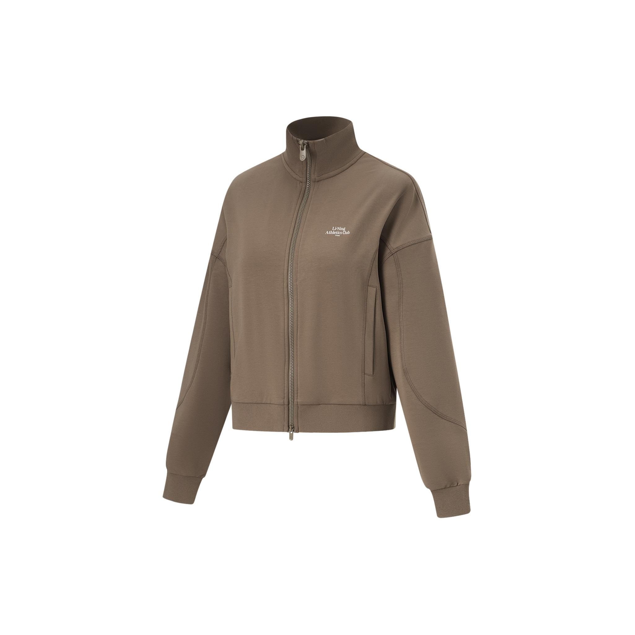 

Li-Ning Fitness Series Stand Collar Solid Color Zipper Long Sleeve Loose Cardigan Sweatshirt Women outerwear Mushroom-Brown AWDU764-2 XXL