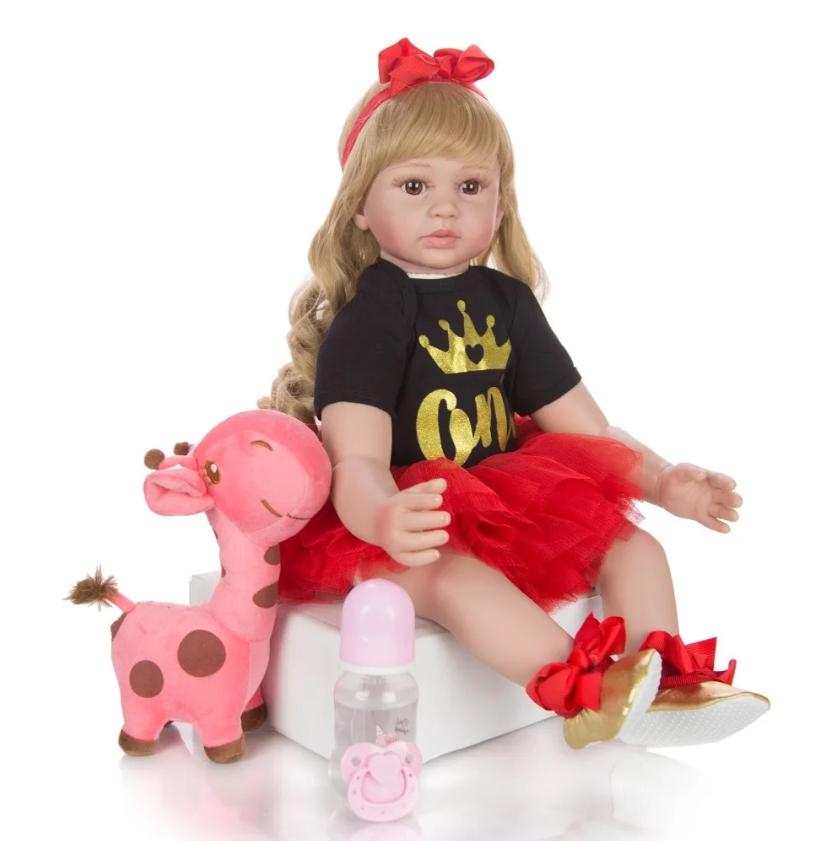 Neues Design KEIUMI Elegante wiedergeborene Mädchenpuppen 24'' 60 cm Prinzessin weiches Vinyl-Baby wiedergeboren mit langen goldenen Locken Weihnachtsgeschenke