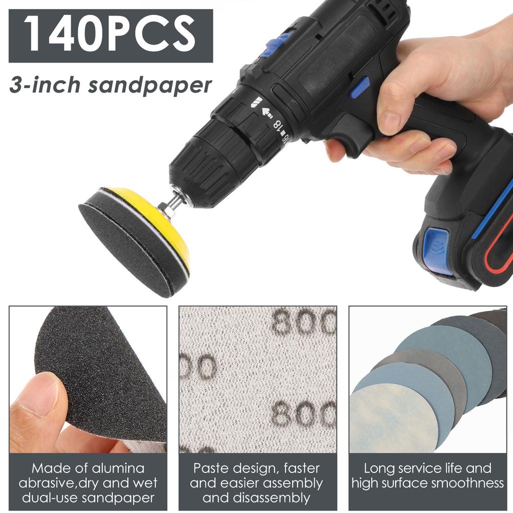 3inch Sanding Discs 75mm Hook And Loop Sanding Pads For Rotary Tool Drill Attachment With Backer Plate Shank Soft Foam Buffering