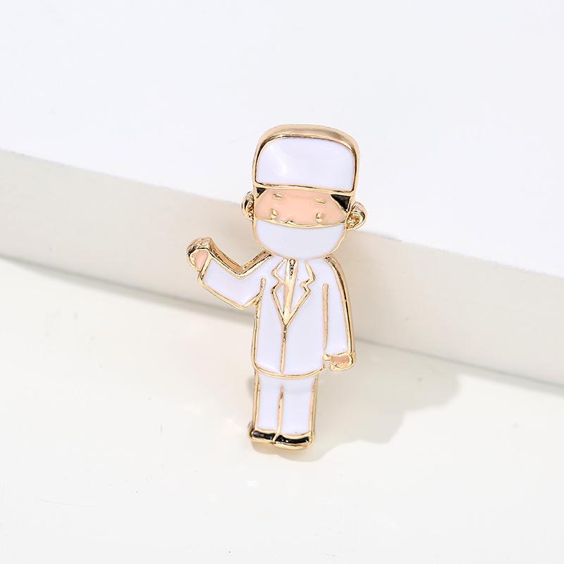 Wuhan Hospital Epidemic Prevention Brooches: Cartoon Series with Thermometers, Caring Doctors, Nurses, and More Creative Designs.