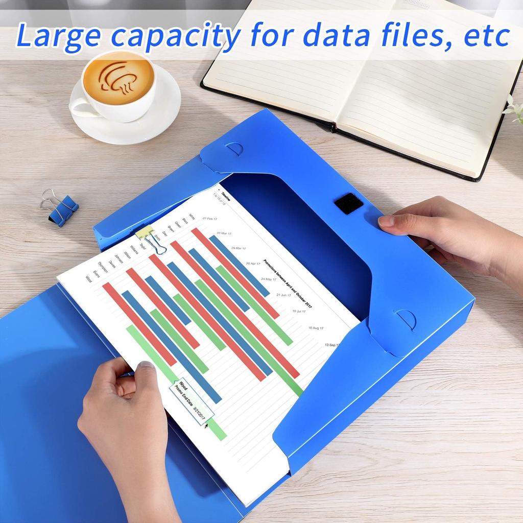 15pcs Blue Large-Capacity File Storage Boxes, Foldable Design, Thickened Document Boxes for Receipts And Office Supplies