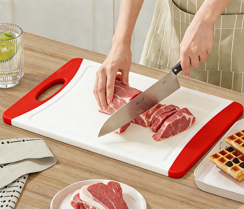 Eco-Friendly Dishwasher Safe Non-Slip Plastic Juicy Groove Cutting Board for Kitchen Use