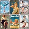 Vintage Metal Sexy Girl Pin Up Girls Plaque Tin Signs Cola Beer Airplane Metal Poster Retro for Bar Pub Club Home Wall Art Decor