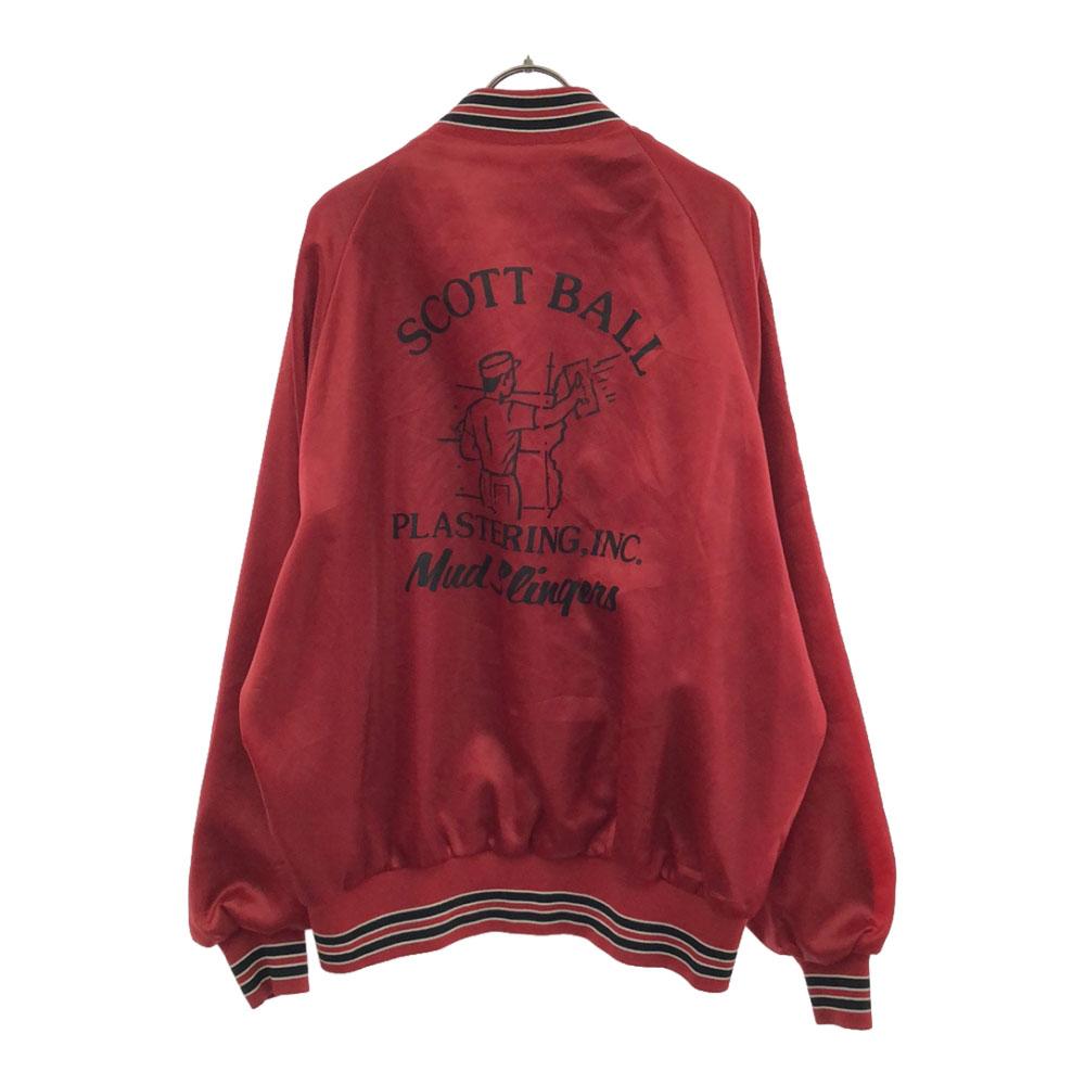 Pla-Jac 80s Made In USA Print Stajan XL Red Nylon Old Men's Used