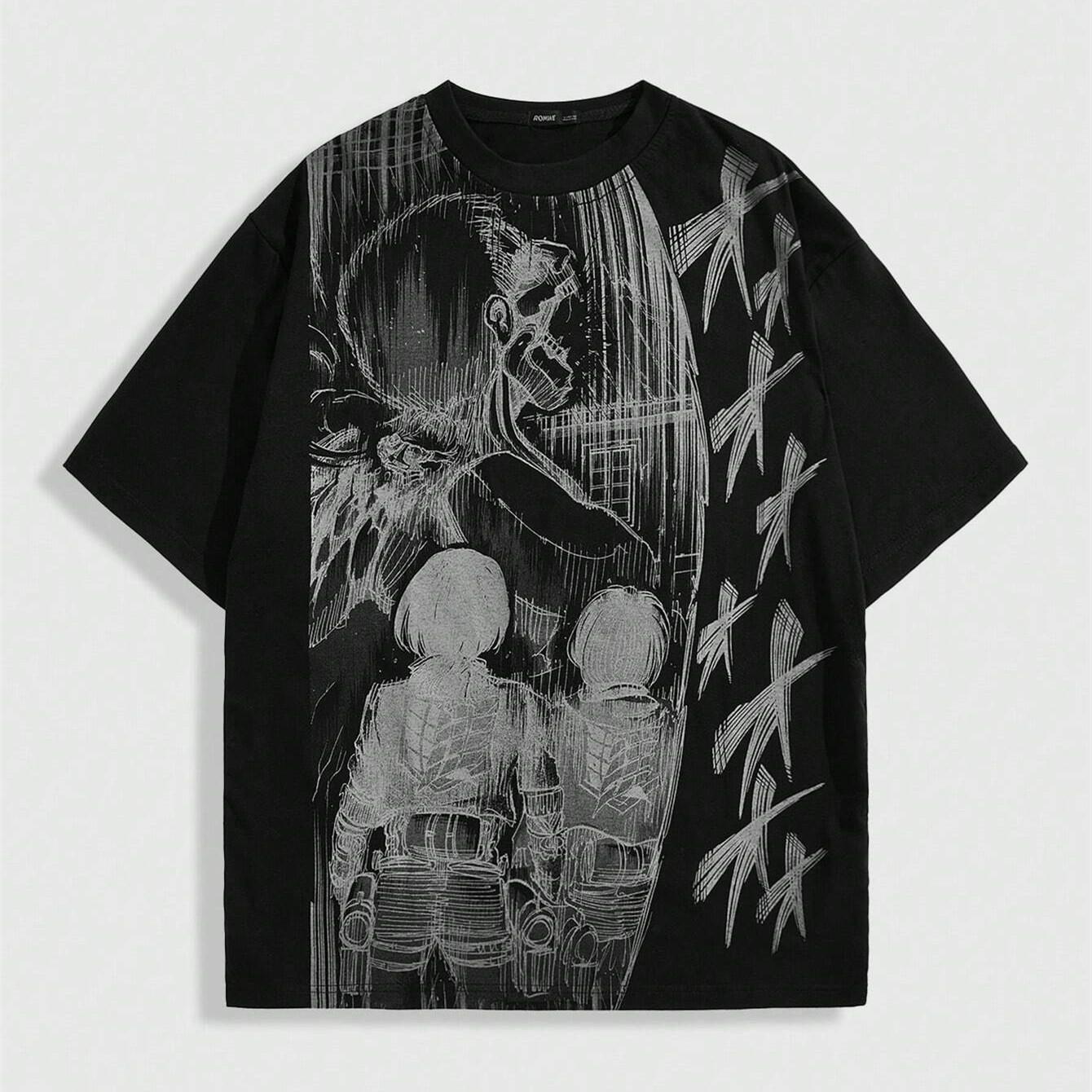 

Чоловіча футболка з принтом черепа ROMWE X Attack on Titan M