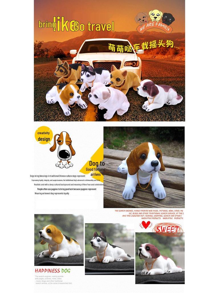 Creative Shaking Head Dog Ornament: Cute Car Dashboard Puppy Simulation