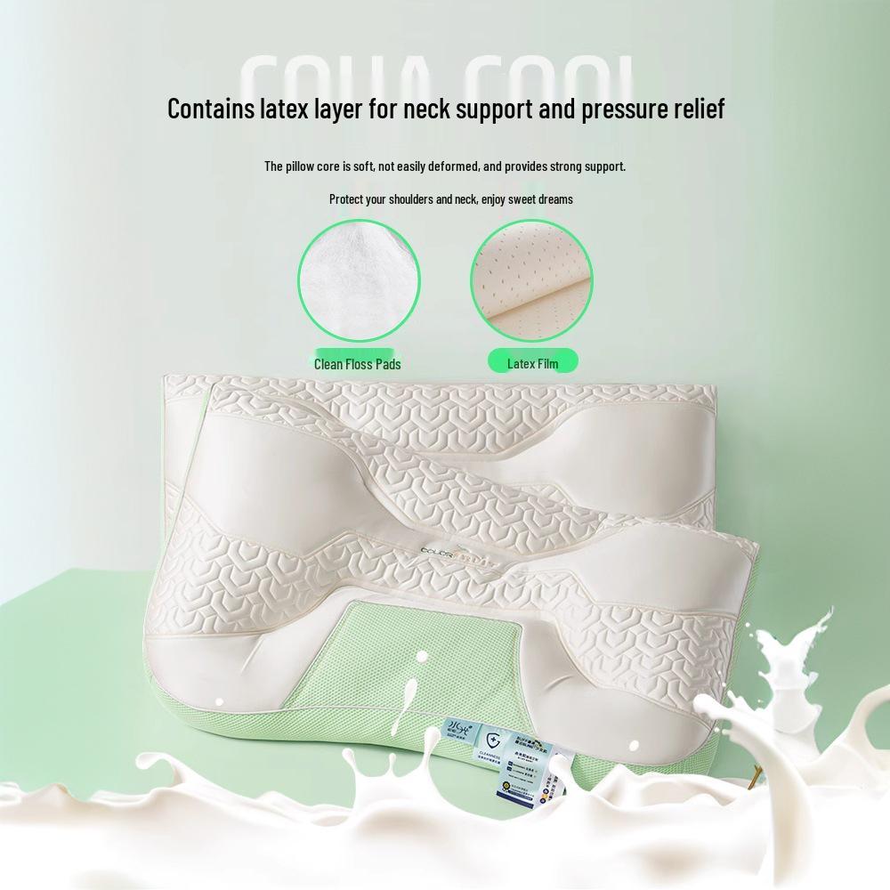 Set of 2 Anti-Traction Latex Neck Support Pillows for Adult Sleep, Universal for Dormitory Use