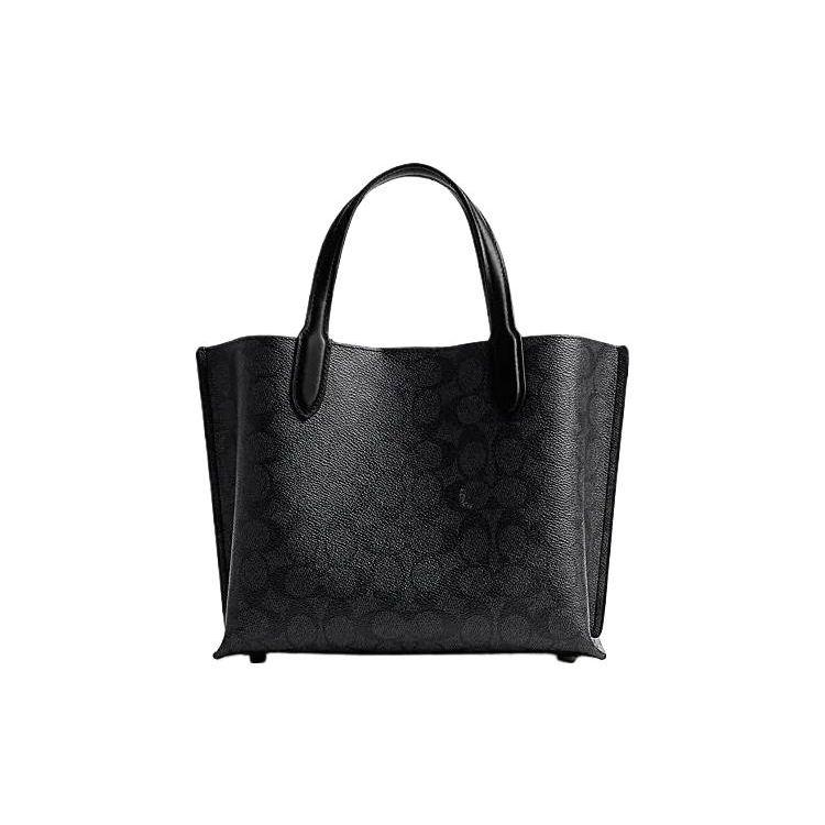 Coach Willow 24 Classic Monogram Solid Color Zipper Compartment Magnetic Closure Tote Bag Women tote Black CQ768-MWO1U