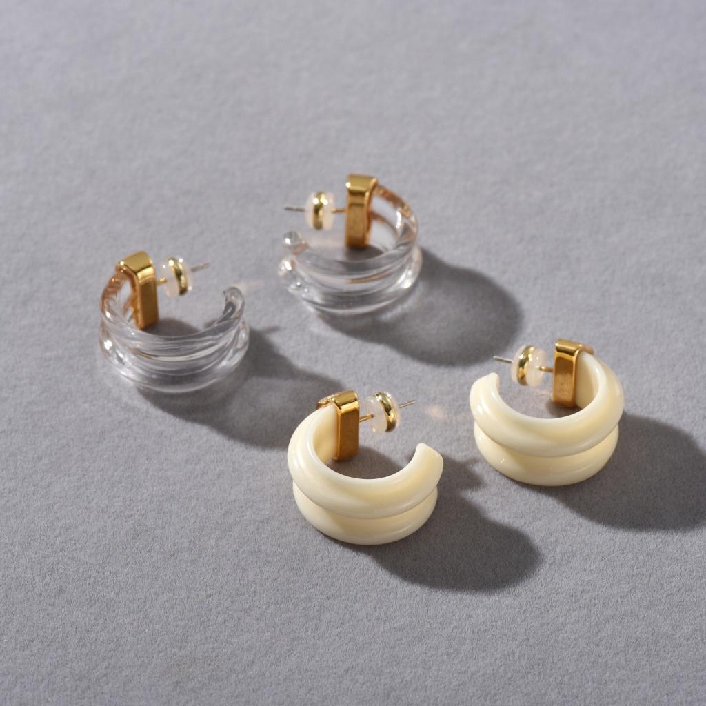 Personalized C-Type Resin S925 Silver Needle Stud Earrings, Advanced Sense Of Tide, Exquisite And Simple Temperament, Versatile Earrings