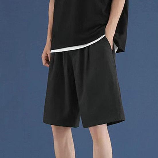Men Summer Shorts Quick Dry Breathable Elastic Waist Pocket Drawstring Sports Thin