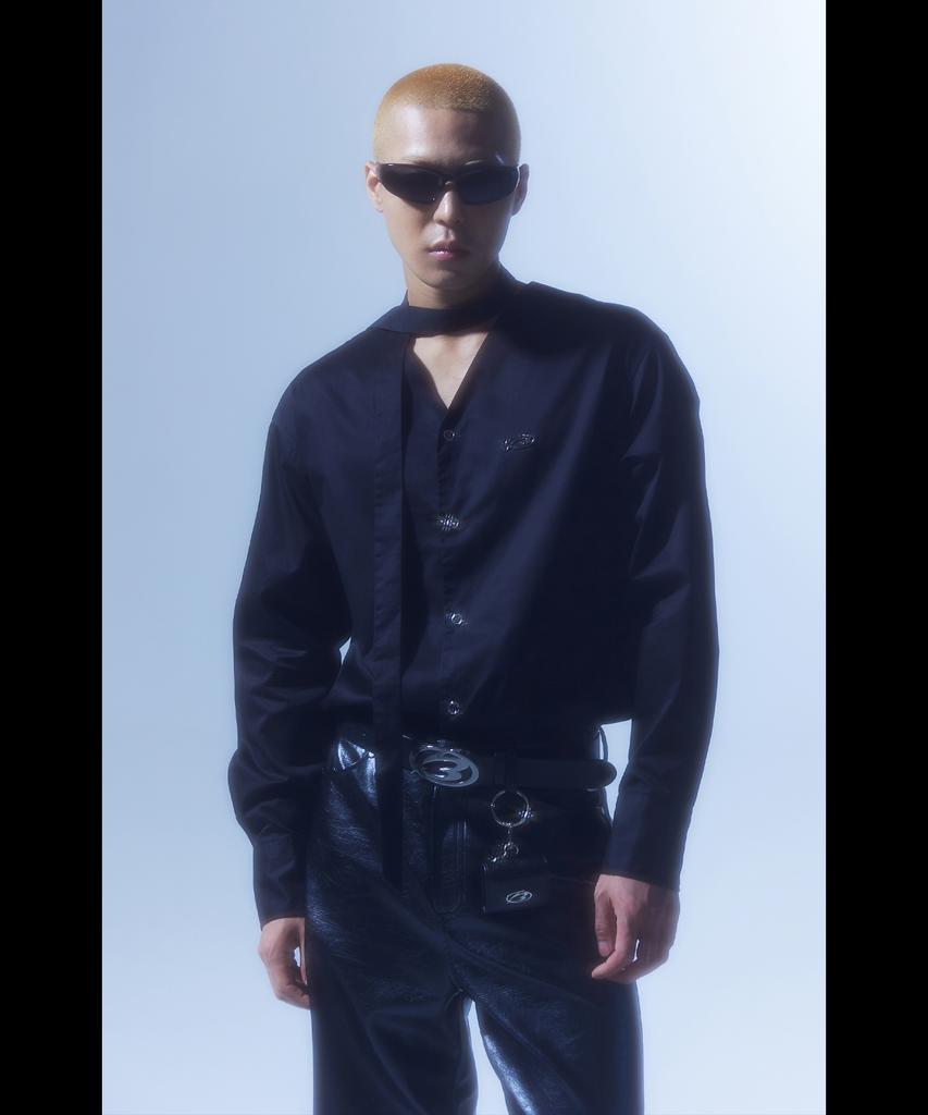 MORE THAN BLACK Logo Cardigan Shirt
