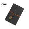 Unique Strap Pendant Notebook Vintage Faux Leather Journal, A5 A6 A7 6 Ring Loose-Leaf Retro Design Journal with Metal Leaf for Writing, Sketching,