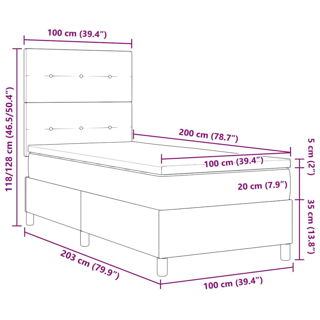 Box spring bed with mattress and headboard pink 100 x 200 cm velvet