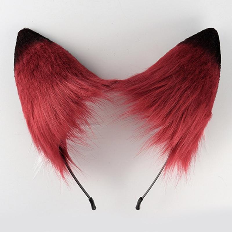 Fox for Cat Ears Headband and Faux Fur Tail for Halloween Cosplay Party Costume Accessories for Cat Ears Tail Set for Ad