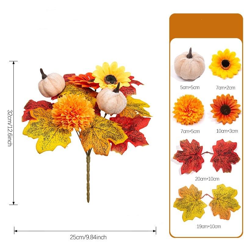 Fall Themed Artificial Flower No Maintenance Mixed Pumpkin Bouquet Halloween Decorative Flower Mixed For Commercial Window Home