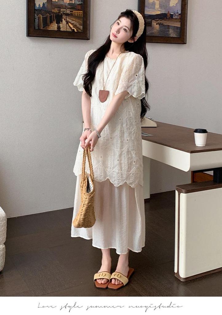 Spring/Summer 2026 Korean Plus Size Patchwork Maternity Dress