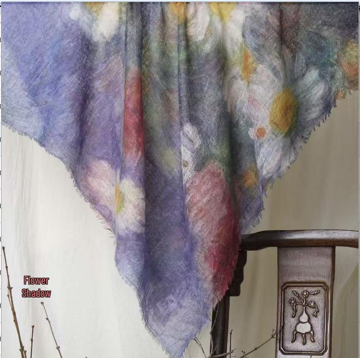 Cloud Mist Cashmere Scarf - 200 Count, Printed Square, Thin Neck Warmer (YRC5259)