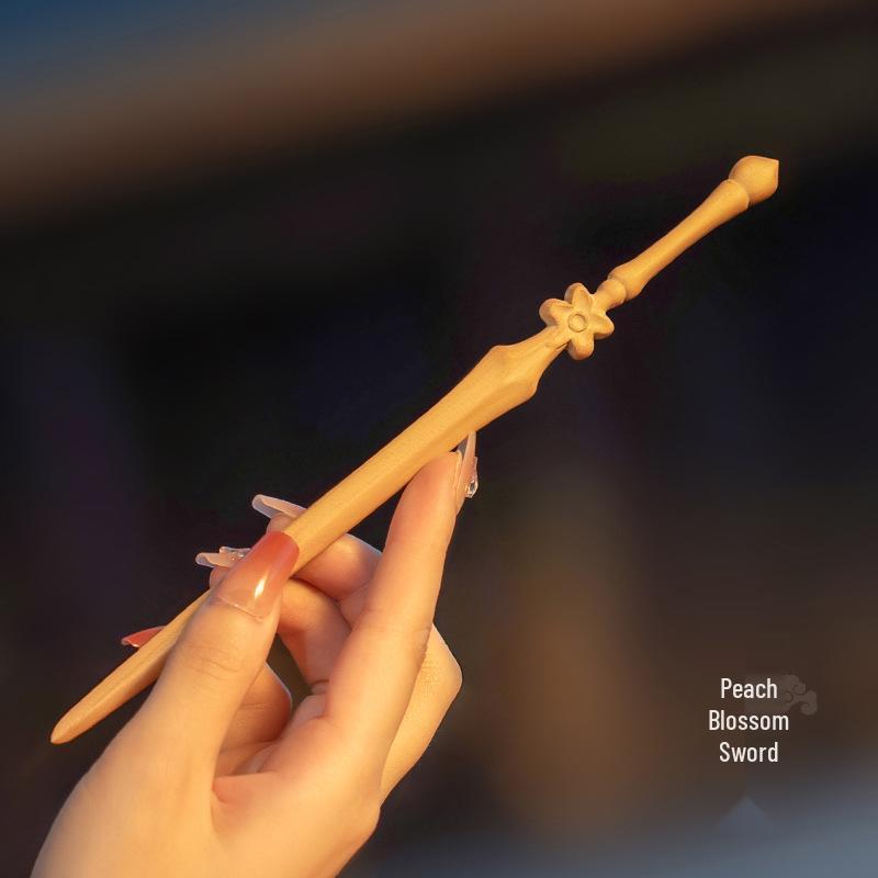 High-End Natural Ebony Wood Hairpin - Extended Chinese Ancient Style Black Hair Bun Accessory