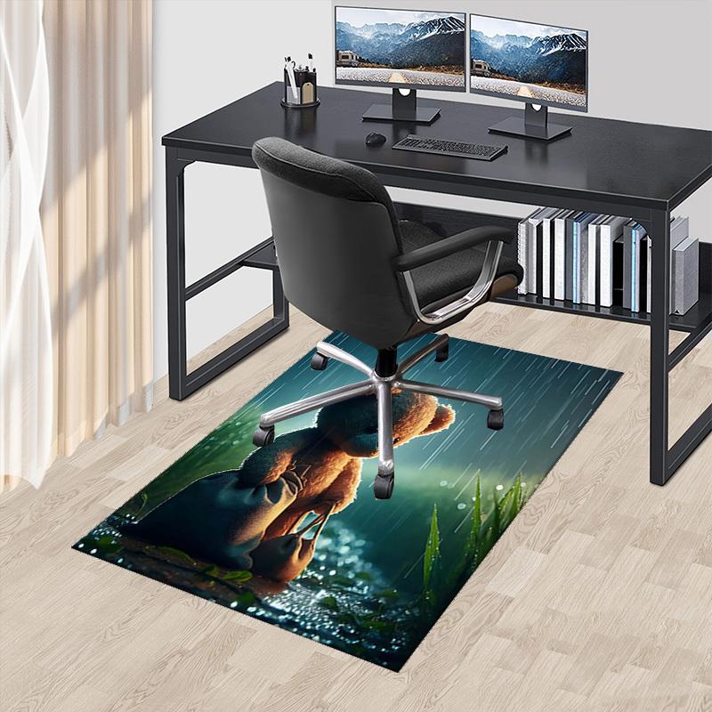 

1pc Anime Teddy Bear Chair Mat - Office Desk Pad with Cute Teddy Design, Non-Slip Carpet for Home Decor, Suitable for All Seasons and Perfect as a Gif 60cm by 90cm