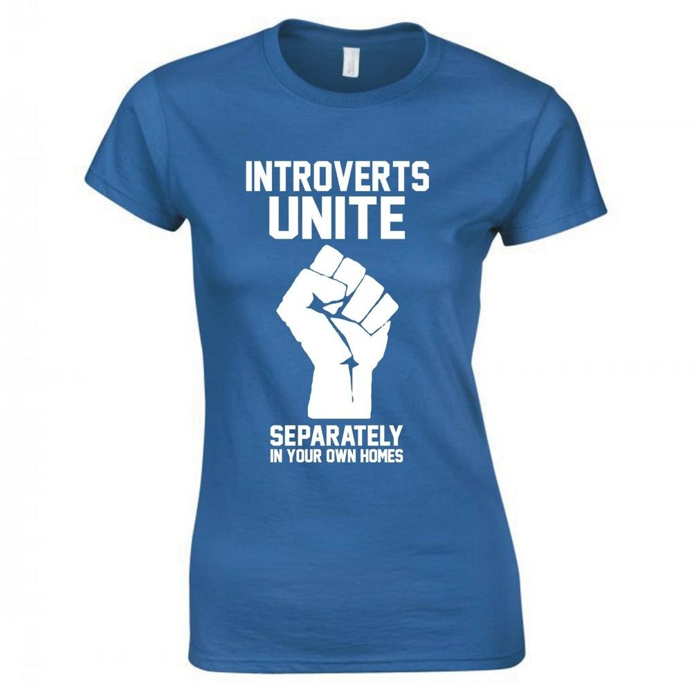 Divertente T-shirt aderente "Gli Introversi si Uniscano"