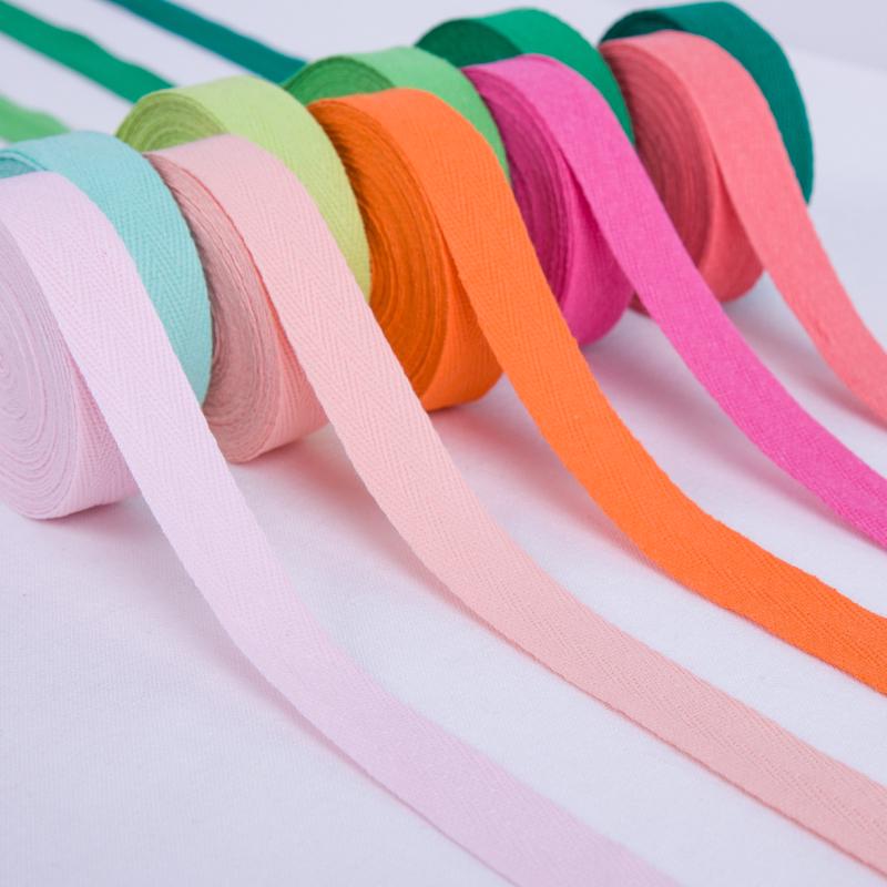 2.5 Cm Cotton Herringbone Tape, 45 Meters - Fabric Strap for Edge Binding and Clothing Accessories