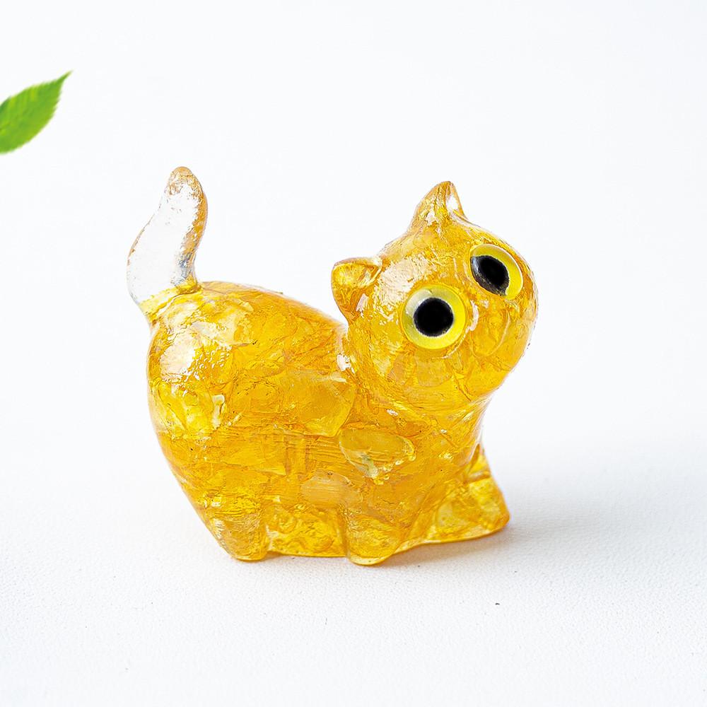 Figurine Artistique en Résine Chat de Cristal Faite à la Main avec un Design Dynamique Pour la Décoration Intérieure et les Cadeaux