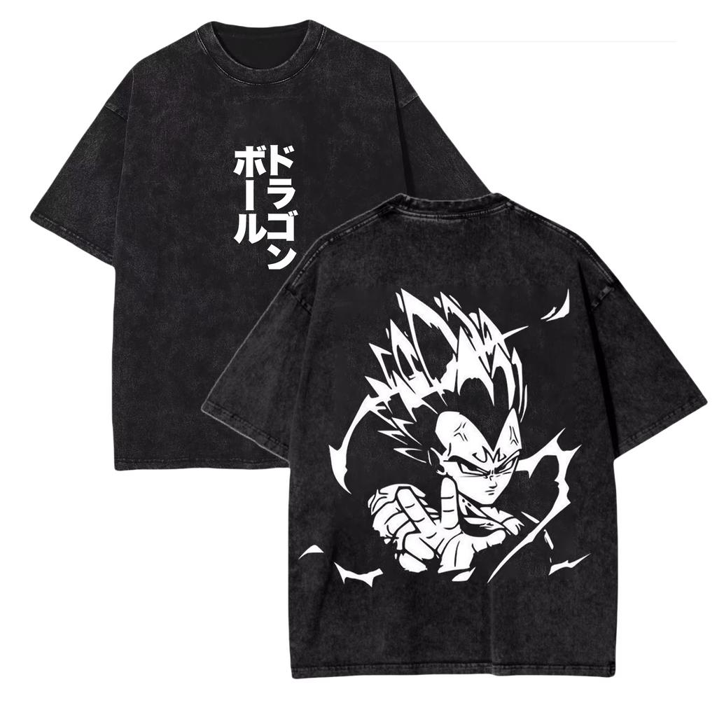 Vintage Washed Dragon Ball T Shirt with Goku and Gohan Anime Print Streetwear Casual Daily Wear Yk Retro Summer new