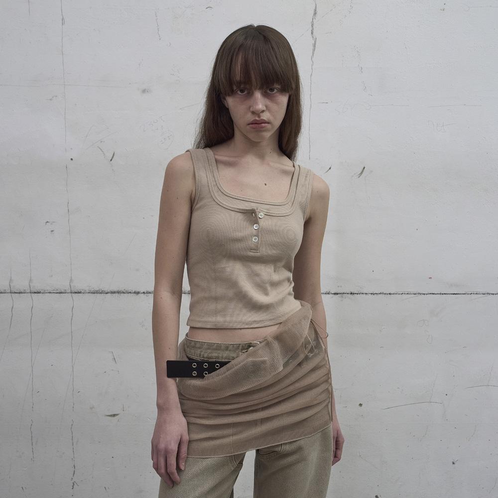 Lcdc Tm Sheer Frill Layered Knit Skirt (Beige)