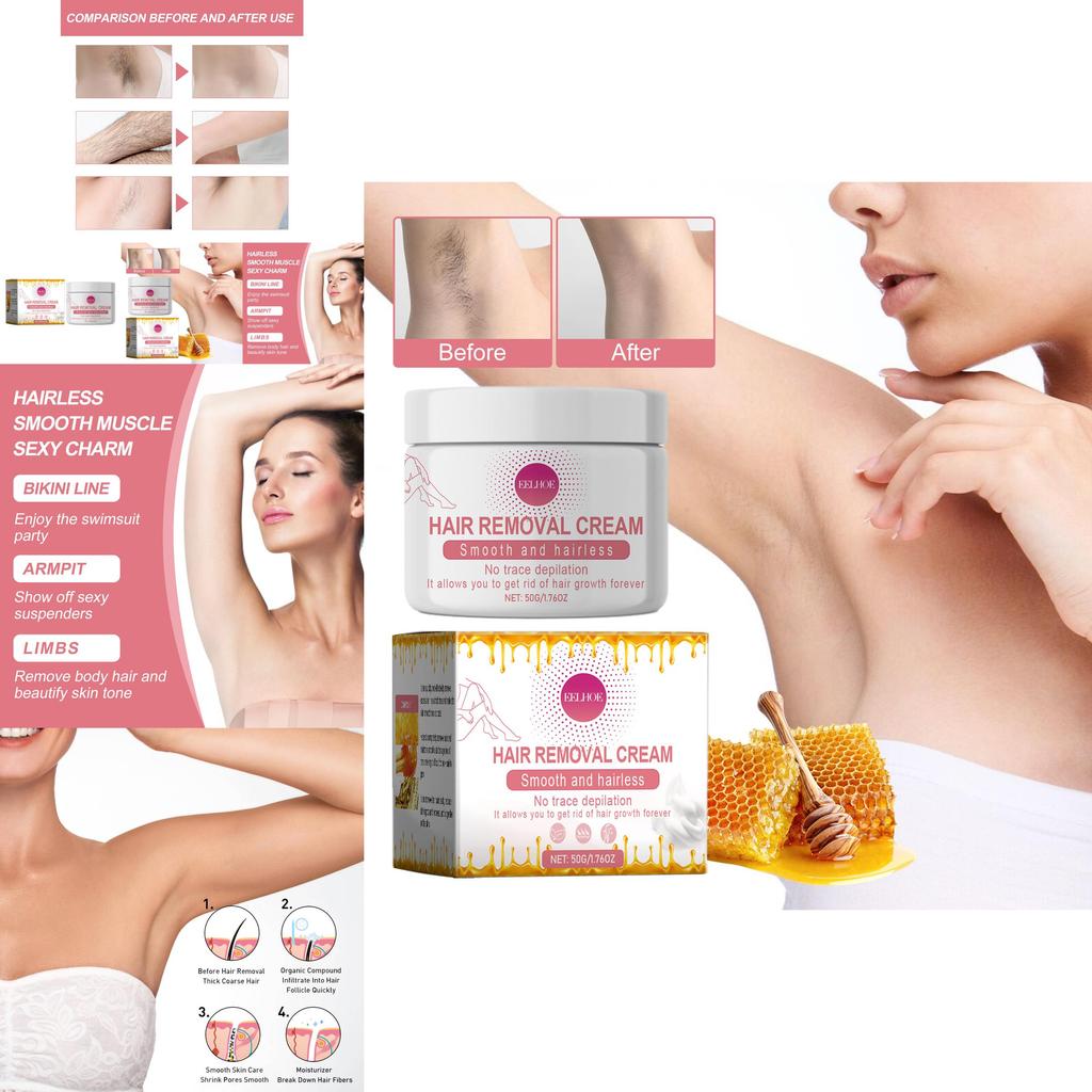 Eelhoe Honey Depilatory Cream Gentle Hair Removal For Smooth Silky Skin 50g