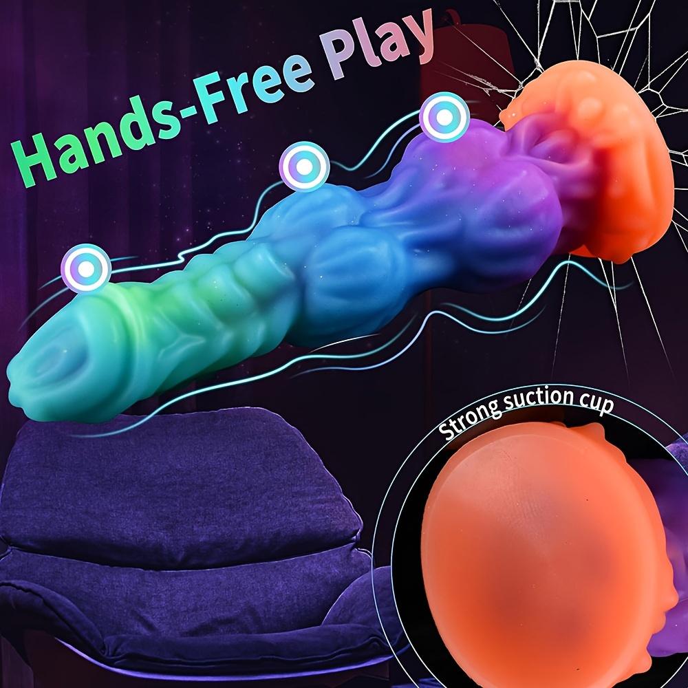 9.6" Glow-in-the-Dark Fantasy Dragon Silicone Dildo, Ultra Soft Liquid Silicone, Dual Knot Texture, Strong Suction Cup, Premium Fantasy Collection