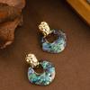 Elegant Pearlized Abalone Shell Stud Earrings With Post Geometric Design Fashion Office Jewelry Women
