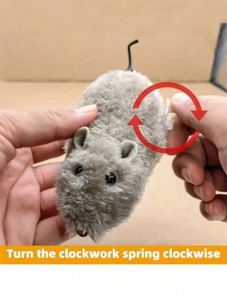 4 Color Cat Toys Wind-up Plush Mouse Toy for Cats and Dogs - Mechanical Movement Cloth Mouse, No Batteries Required