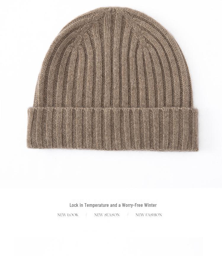 100% Pure Cashmere Knit Hat - Men's Ear Protection for Autumn/Winter