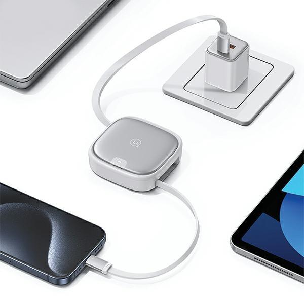 Usams Kabel Rozwijany 3W1 Z Pudełkiemmicrousb/Usb-C/Lightning 60W Fioletowy/Purple Sj650Usb03 (Us-Sj650)