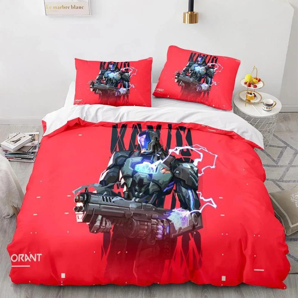 

Comforter Game Valorant Neon Bedding Set Boys Girls Twin Queen Size Bed Kids Adult Fashion Home Textileextile Comforter (quilt)-EU Single(135*200cm)3pcs