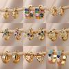 Rainbow Zircon Earring for Women Stainless Steel Hoop Earring 2024 New Trending Luxury Aesthetic Accesorios Zircon Aretes Mujer
