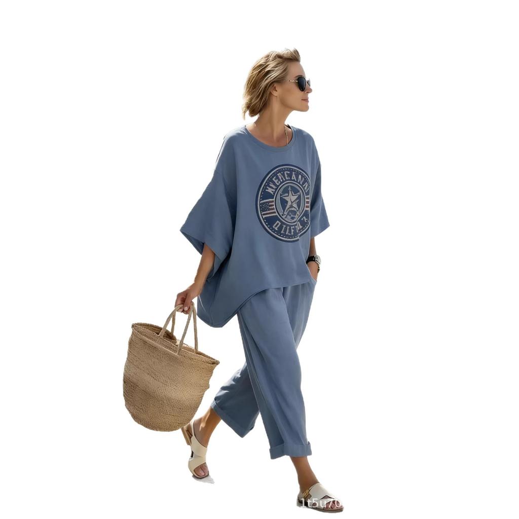 1116 Bohemian independent sunbow print casual suit women's clothing