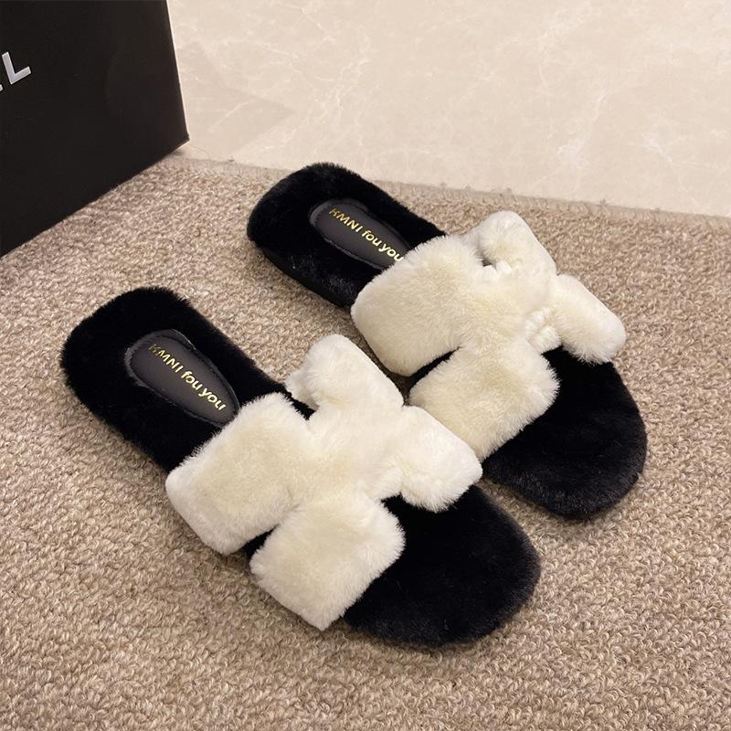 [Youshilai] Mao Mao Pantoffels Dames Herfst 2025 Nieuw Old Money Stijl Casual Platte Zool One-Word Buitenpantoffels