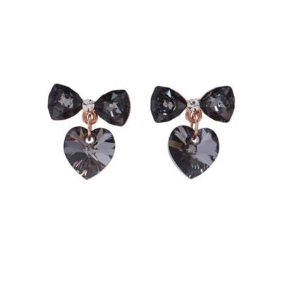 Mberan Women's Heart-Shaped Knot Crystal Earrings
