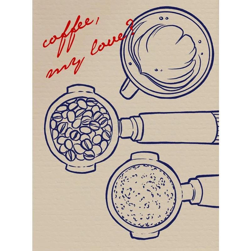 Retro Kitchen Coffee Latte Cocktail Fashion Posters Minimalist Wall Art Print Canvas Painting for Living Room Modern Home Decor