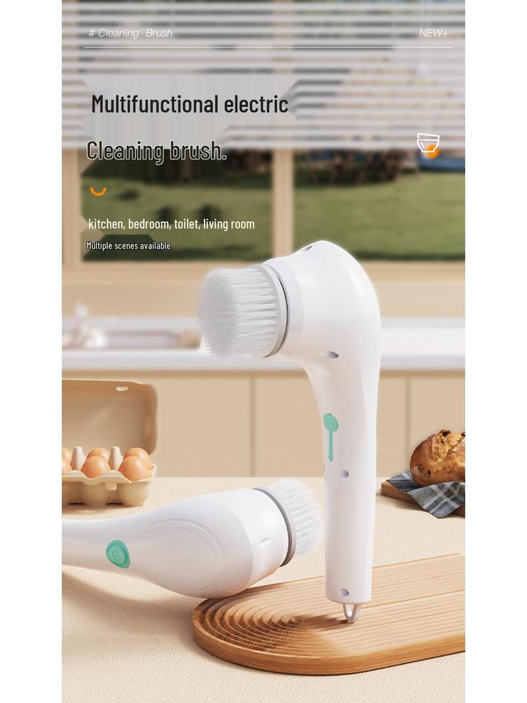 Wireless Handheld Multifunctional Cleaning Brush with 5 Replacement Heads for Kitchen Pots and Pans