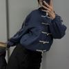 Damska Chińska Kurtka na Guziki Żabki Y2k Vintage Bluza Rozpinana z Zamkiem Stójka Kurtka Bomberka Preppy Streetwear
