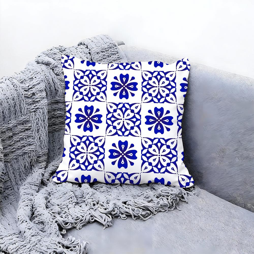 traditional blue and white porcelain Cushion Cover Premium Comfort Reversible Pillow Cove for Any Room Car Interior