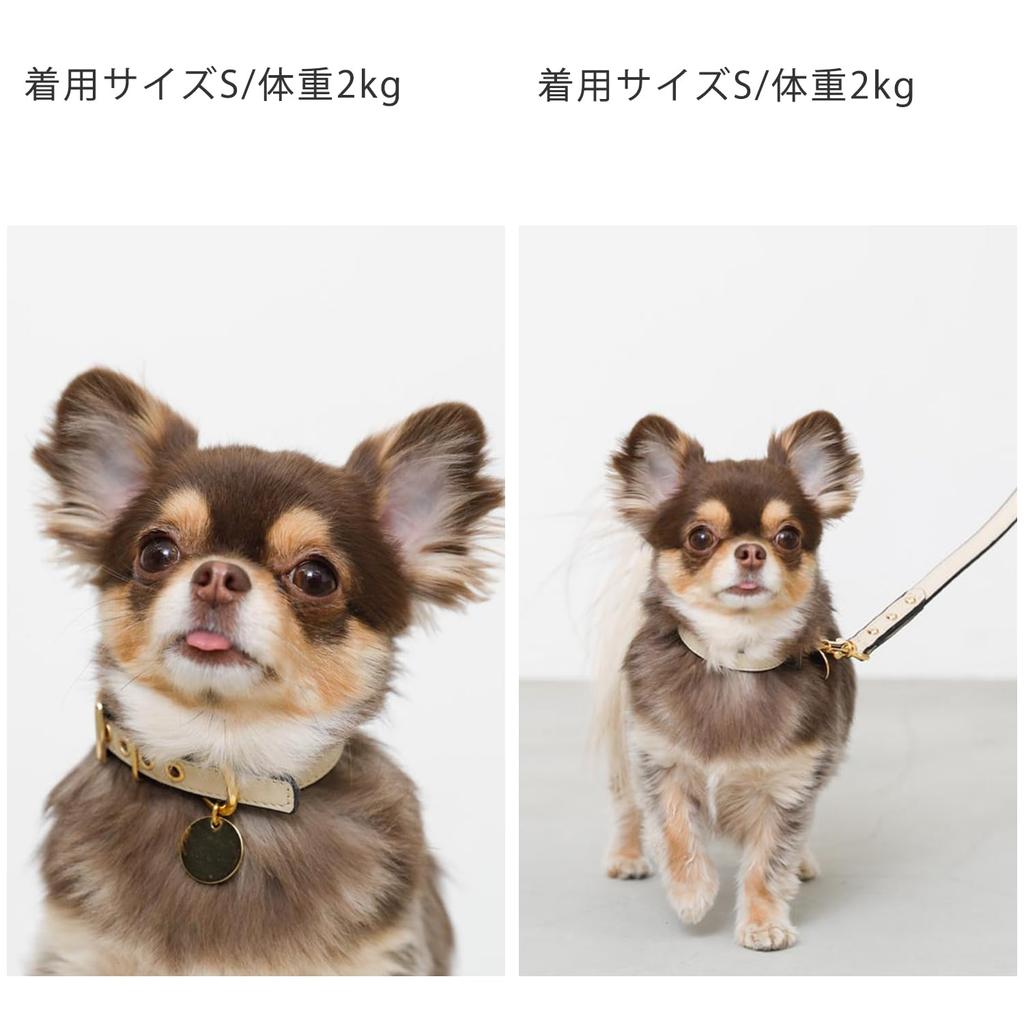 Circle Charm Leather Dog Small Medium Dogs x Genuine Cow Adjustable Going Out monchéri [Bicolor Color] Collar, Dogs, (M/Pink Ivory), Leather,