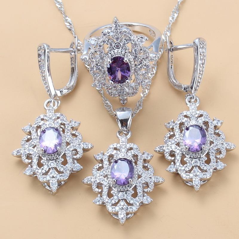 

Комплект украшений из драгоценных камней, подвеска, серьги, ожерелье, кольцо, женский комплект 10#