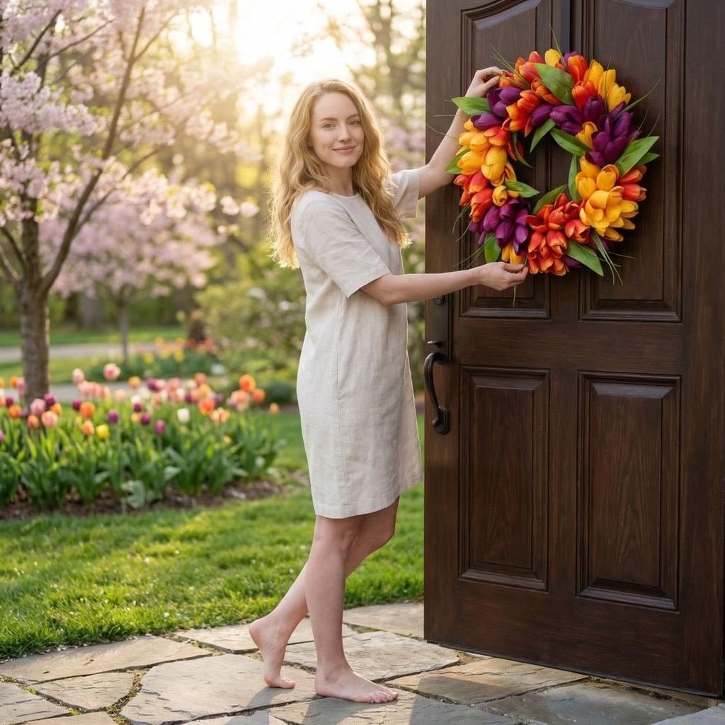 Simulerad rottingkorg Dörrdekoration, Korgdörr Hängande Dekorativ Krans