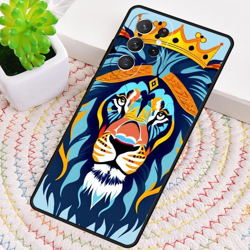 Alpha King Lion Drawn Art Phone Case for Samsung Galaxy note 10 pro S26 Ultra S23 S24 FE S25 S21 S22 PLUS shockproof Cove