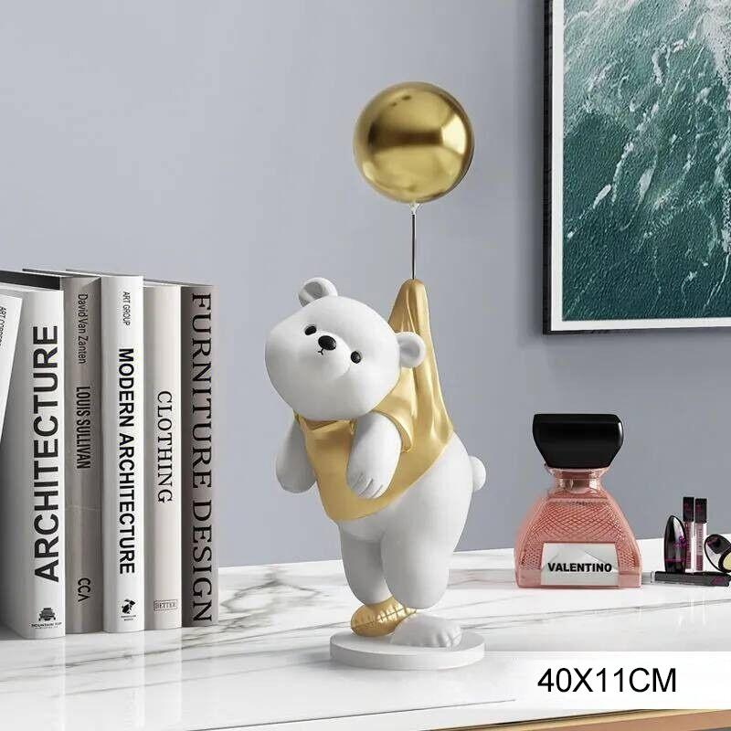 Resin Balloon Bear Figurines Decoration Home Room Table Statue Accessories Hotel Office Desk Sculpture Ornaments Birthday Gifts